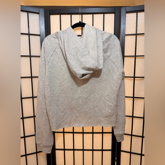 PINK Victoria's Secret Crooped Light Gray Lace-Up Hoodie - Picture 2 of 3